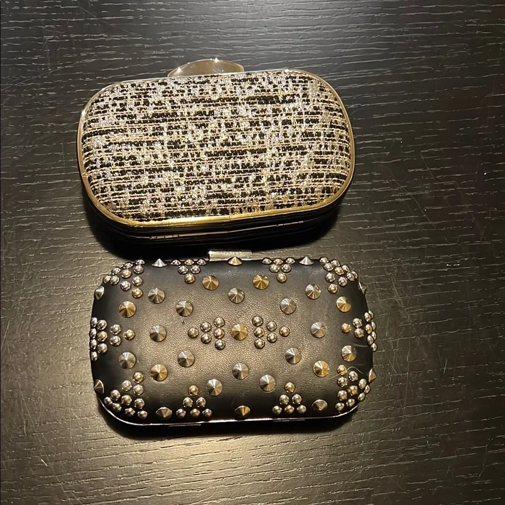 Express Stylish Black and Gold Clutch set of 2